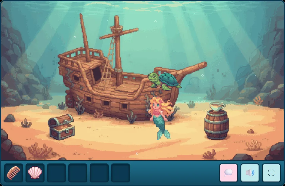 Arina the mermaid in the Talebard Missing Shell game