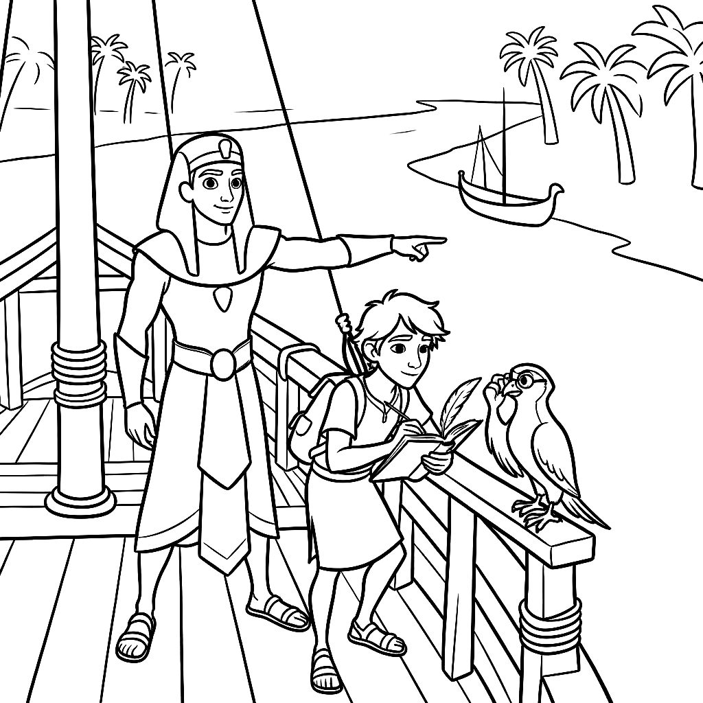 Coloring page from Theo's Journey Down the Nile