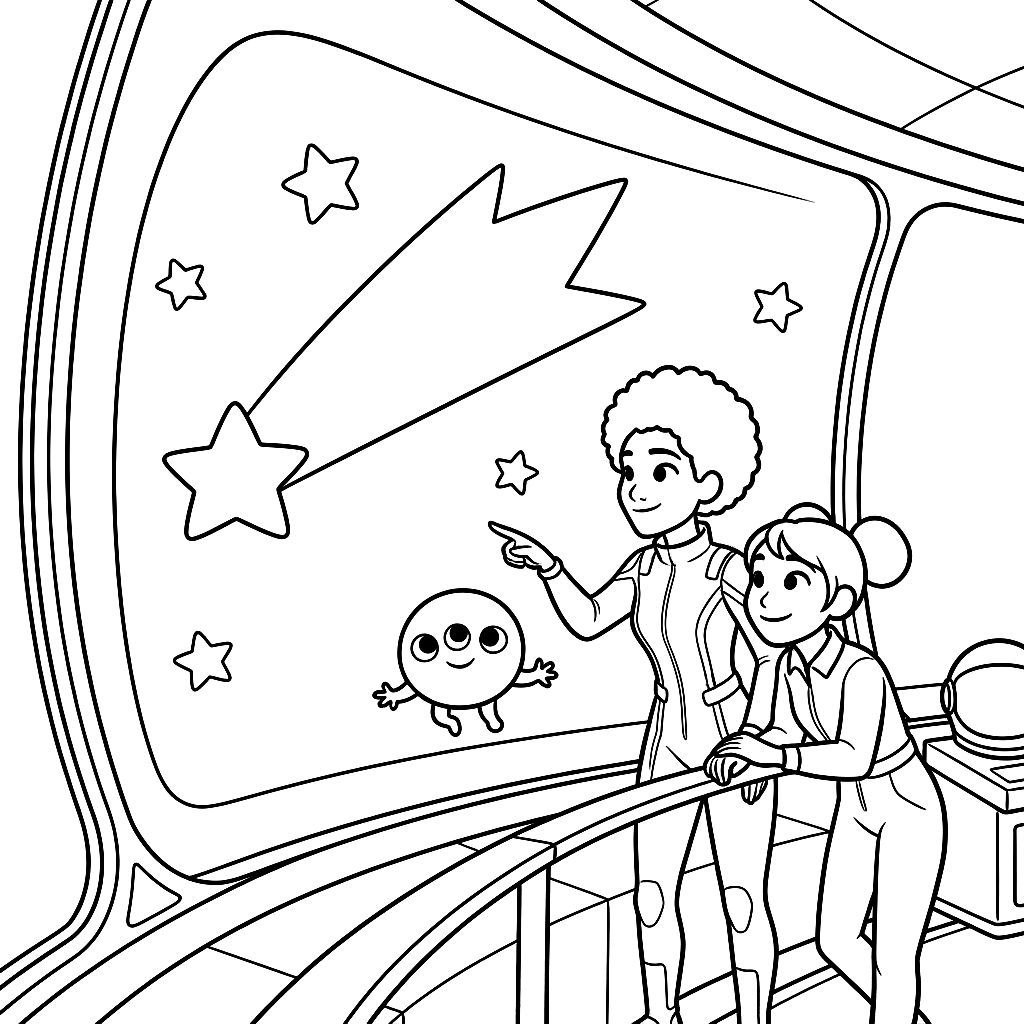 Coloring page from Gloop and the Glittering Comet