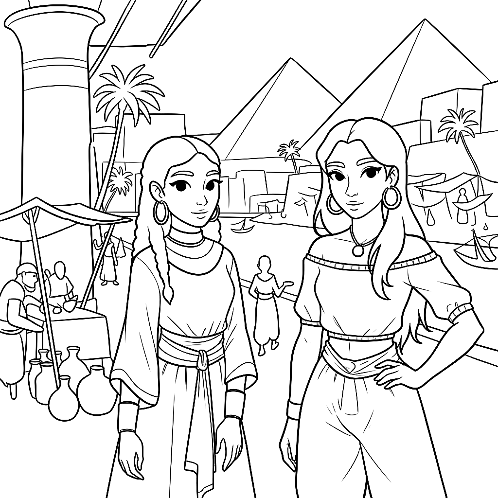 Coloring page from Cleopatra and the Secret of the Nile