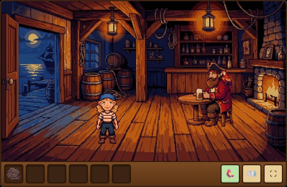 The pirate tavern scene from the Talebard Treasure Hunt game