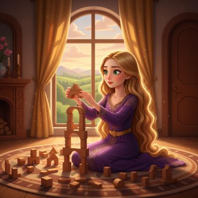 Rapunzel and Belles's Tower of Blocks
