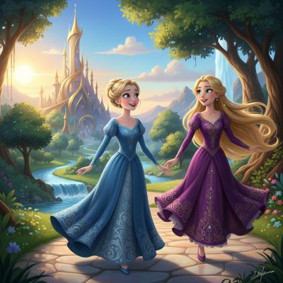 Rapunzel and Cinderella's Night at the Theater